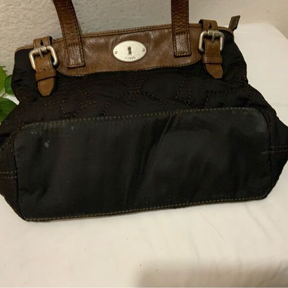 Fossil Keyper Bag Quilted Tote Bag Black Brown - Picture 10 of 13